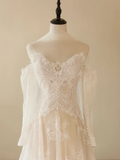 Princess Mermaid Off The Shoulder Long Sleeve Lace Fitted Corset Long Wedding Dress Bride Gowns White Wedding Dresses HZ0311