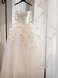 Timeless Ball Gown Spaghetti Strap Sleeveless Tulle Fitted Corset Long Wedding Dress Bride Gowns White Wedding Dresses HZ0311