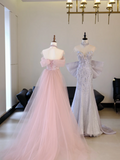 Unique Mermaid Off The Shoulder Pink With Silver Beads Prom Dresses Inspiration Long Party Dress Birthday Outfits Graduation Dress HZ0311