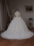 Simple Ball Gown V Neck Long Sleeve Lace Fitted Corset Long Wedding Dress Bride Gowns White Wedding Dresses HZ0311