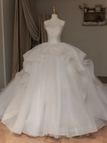 Ethereal Ball Gown Strapless Sleeveless Tulle Fitted Corset Long Wedding Dress Bride Gowns Lace Wedding Dresses HZ0311