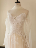 Princess Mermaid Off The Shoulder Long Sleeve Lace Fitted Corset Long Wedding Dress Bride Gowns White Wedding Dresses HZ0311