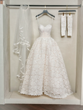 Ethereal Ball Gown Sweetheart Sleeveless Lace Fitted Corset Long Wedding Dress Bride Gowns Wedding Dresses HZ0311