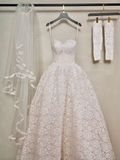 Ethereal Ball Gown Sweetheart Sleeveless Lace Fitted Corset Long Wedding Dress Bride Gowns Wedding Dresses HZ0311