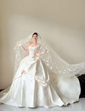 Timeless Ball Gown Strapless Sleeveless Satin Fitted Corset Long Wedding Dress Bride Gowns Wedding Dresses HZ0311