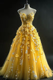 Beautiful Ball Gown Sweetheart Yellow Tulle Prom Dresses For Teens Formal Dress Party Outfits Prom Gown HZ0311