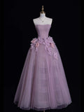 Beautiful Ball Gown Strapless Lilac Tulle Prom Dresses For Teens Formal Dress Party Outfits Prom Gown HZ0311