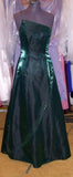 Vintage A Line Strapless Dark Green Taffeta Long Prom Dresses Inspiration Formal Gown HZ0311