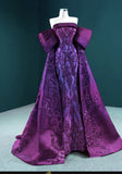 Beautiful Mermaid Strapless Grape Sequin Prom Dresses For Teens Formal Dress Party Outfits Prom Gown HZ0311