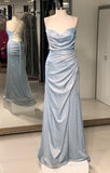 Charming Mermaid Spaghetti Straps Light Sky Blue Sequin Prom Dresses For Teens Formal Dress Party Outfits Prom Gown HZ0311