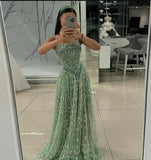 Cute A Line Square Neck Mint Green Sequin Prom Dresses Inspiration For Teens Formal Dress Party Outfits Prom Gown Ideas HZ0311