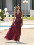 Classy Mermaid Halter Dark Red Burgundy Chiffon Prom Dresses Inspo For Teens Formal Dress Party Outfits Prom Gowns HZ0311