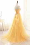 Classy Ball Gown Sweetheart Yellow Tulle Prom Dresses Inspo For Teens Formal Dress Party Outfits Prom Gowns HZ0311