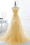 Classy Ball Gown Sweetheart Yellow Tulle Prom Dresses Inspo For Teens Formal Dress Party Outfits Prom Gowns HZ0311