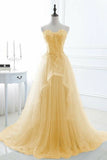Classy Ball Gown Sweetheart Yellow Tulle Prom Dresses Inspo For Teens Formal Dress Party Outfits Prom Gowns HZ0311