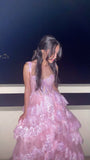 Beautiful Ball Gown Sweetheart Pink Lace Slit Prom Dresses Inspiration Prom Gown Princess Senior Graduation Dress HZ0311