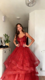 Unique Ball Gown Spaghetti Straps Navy Blue Tulle Lace Prom Dresses Party Dress 21st Birthday Outfits Graduation Dress HZ0311
