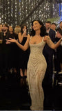 Sexy Mermaid Straps Champagne Sequin Long Prom Dresses Inspiration Prom Dress Senior Graduation Dress HZ0311