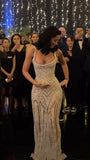 Sexy Mermaid Straps Champagne Sequin Long Prom Dresses Inspiration Prom Dress Senior Graduation Dress HZ0311