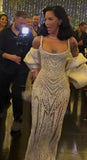 Sexy Mermaid Straps Champagne Sequin Long Prom Dresses Inspiration Prom Dress Senior Graduation Dress HZ0311