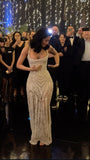 Sexy Mermaid Straps Champagne Sequin Long Prom Dresses Inspiration Prom Dress Senior Graduation Dress HZ0311