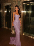 Elegant Mermaid Square Champagne Prom Dresses Party Dress 16th Birthday Outfits Senior Graduation Dress HZ0311