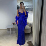 Sexy Mermaid Red Sweetheart Straps Sequins Prom Dresses Long Party Dress 22th Birthday Outfits Graduation Dress HZ0311