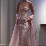 Charming Strapless Sleeveless Long Mermaid Prom Dress With Beading Party Dress For Women HZ0311