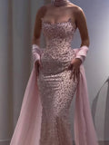 Charming Strapless Sleeveless Long Mermaid Prom Dress With Beading Party Dress For Women HZ0311