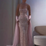 Charming Strapless Sleeveless Long Mermaid Prom Dress With Beading Party Dress For Women HZ0311