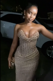 Luxury Pearls Prom Dresses Sweetheart Corset Mermaid Long Party Dress Sequin Graduations Gowns Evening Dress For Women HZ0311