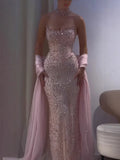 Charming Strapless Sleeveless Long Mermaid Prom Dress With Beading Party Dress For Women HZ0311