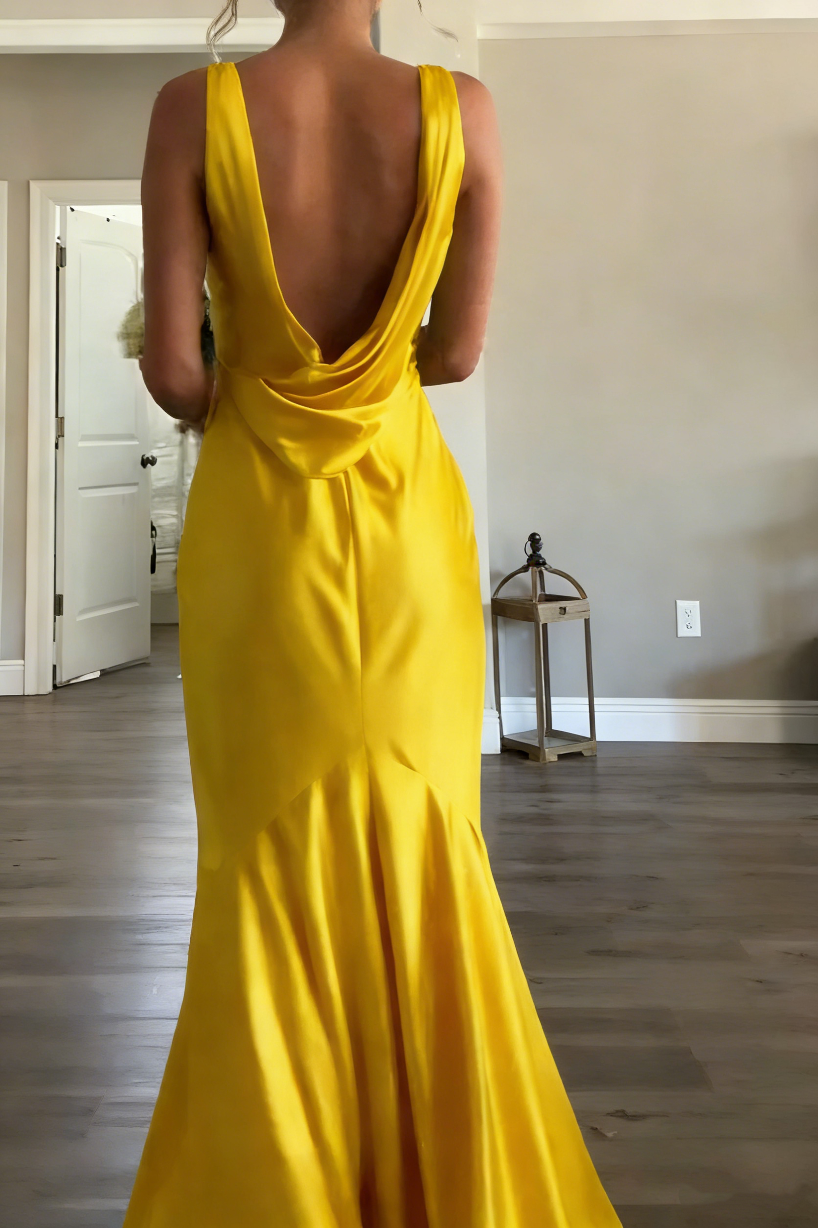 Turquoise V Neck Backless Mermaid Satin Long Formal Party Dress, HZ0427