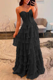 Chiffon Fuchsia Sweetheart Tiered Ruffles Prom Dress with Multi Layers A line 2026 Formal Evening Gowns HZ0311