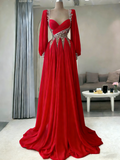 Modest Senior Prom Dresses High Schools Inspiration A line Red Chiffon With Pleated Semi Formal Grad Long Prom Dress HZ0311