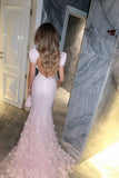 Sparkly Mermaid Sweetheart Pink Sequin With Short Puffy Sleeves Long Prom Dresses Impress 18th Birthday Outfits Party Gown HZ0311