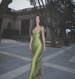 Elegant Mermaid Spaghetti Straps Mint Green Long Prom Dress with Ruched Wedding Guest Dress HZ0311