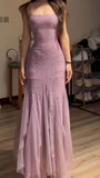 Dusty Rose Sequin Long Prom Dresses Sheath Party Dress HZ0311
