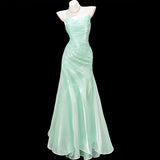 Light Blue Strapless Pleated Prom Dresses Evening Formal Gown Semi Formal Grad Long Prom Dress For Teens HZ0311