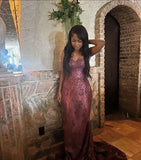 Sparkly Mermaid Sweetheart Pink With Beaded Bodice Long Prom Dress For Black Girls Evening Dresses HZ0311