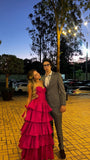 Graceful Ball Gown Sweetheart Hot Pink Sleeveless Pleated Prom Dress Formal Evening Dress Party Gowns HZ0311