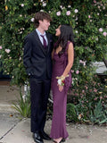 Modest Night Aesthetic Mermaid Square Grape College Formal Outfit Long Prom Graduation Dresses For Teens HZ0311