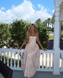 Spaghetti Straps Pink Floral Satin A line Long Formal Party Dress For Teens Prom Dresses HZ0311