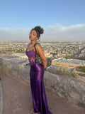Modern Mermaid Strapless Grape Satin Prom Dress Fashion Aesthetic For Teens Formal Dresses Party Outfits Prom Gown HZ0311