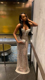 Sparkly Mermaid Sweetheart Sequin Champagne For Black Girls People Prom Dresses Long Evening Formal Gown Wedding Party Gowns HZ0311