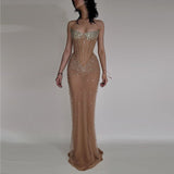 Luxurious Mermaid Crystal Beaded Embroidered Corset Prom Dress 20th Birthday Outfits HZ0311