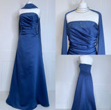 Vintage A line Strapless Royal Blue Satin For Women Party Dresses Formal Prom Dresses 22th Birthday Gown HZ0311