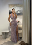 Stunning Lavender Gown With A Halter Neckline Mermaid Prom Dresses 2026 Formal Evening Gowns HZ0311