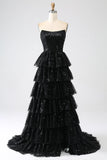 Sparkly Ball Gown Strapless Burgundy Prom Dresses Fashion Evening With Slit Sequin Long Formal Party Gowns HZ0311