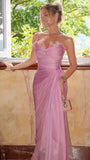Sexy Mermaid Strapless With Slit Ruffles Long Prom Dresses For High School People Girls Formal Evening Party Gown HZ0311